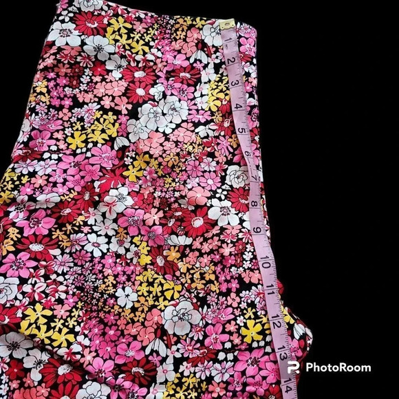 Gemilli Stretch Cropped Pants Floral Cotton/Spandex w/Side Zip Women's Sz 12 - Picture 4 of 14